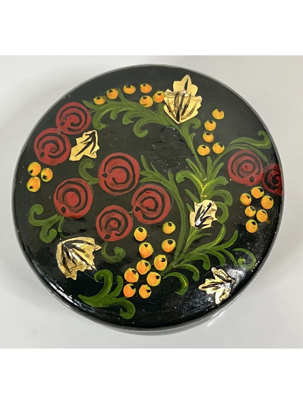 Vintage Ukrainian Casket Petrykivka Trinket Jewelry Box Hand Painted